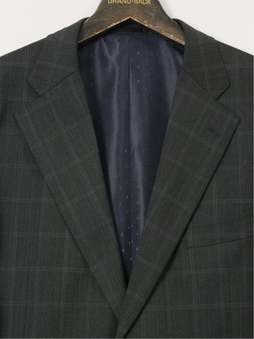 【大きいサイズ】グランバック/GRAND-BACK ウール混 2ボタン2ピーススーツ チェックグレー