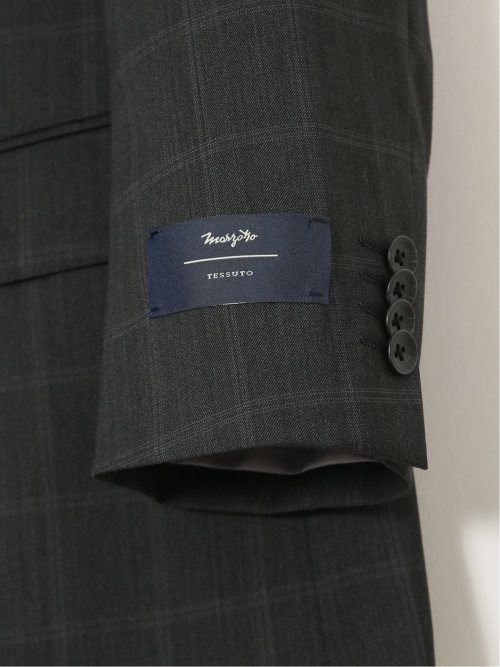 【大きいサイズ】グランバック/GRAND-BACK ウール混 2ボタン2ピーススーツ チェックグレー