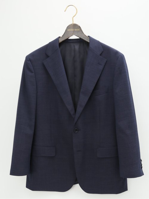 【大きいサイズ】グランバック/GRAND-BACK ウール混 2ボタン2ピーススーツ 紺無地柄