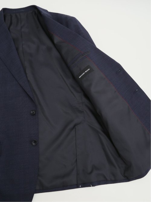 【大きいサイズ】グランバック/GRAND-BACK ウール混 2ボタン2ピーススーツ 紺無地柄