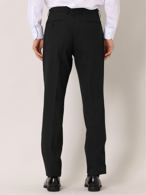 光沢ウール混 レギュラーフィット 2ボタン2ピーススーツ シャドーストライプ黒