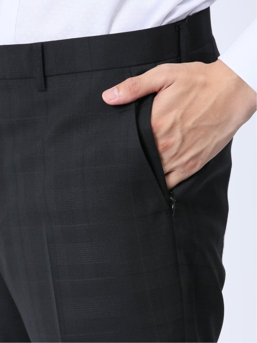 美品✨　スーツセレクト　3ピース　シャドーチェック　ブラック　ウール混　A5 MIYUKI TOPグレーシャドーグレンチェックスリーピーススーツ