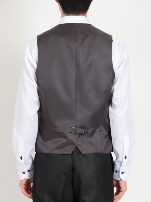 光沢ウール混 スリムフィット 2ボタン3ピーススーツ ジャガード黒