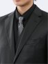 光沢ウール混 スリムフィット 2ボタン3ピーススーツ 黒無地