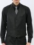 光沢ウール混 スリムフィット 2ボタン3ピーススーツ 黒無地