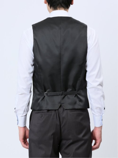 光沢ウール混 スリムフィット 2ボタン3ピーススーツ ストライプグレー