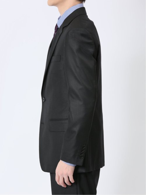 光沢ウール混 スリムフィット 2ボタン3ピーススーツ 千鳥黒(A4 05黒