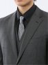 光沢ウール混 スリムフィット 2ボタン3ピーススーツ 組織グレー
