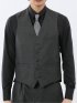 光沢ウール混 スリムフィット 2ボタン3ピーススーツ 組織グレー