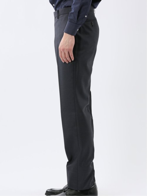 光沢ウール混 スリムフィット 2ボタン3ピーススーツ 組織紺