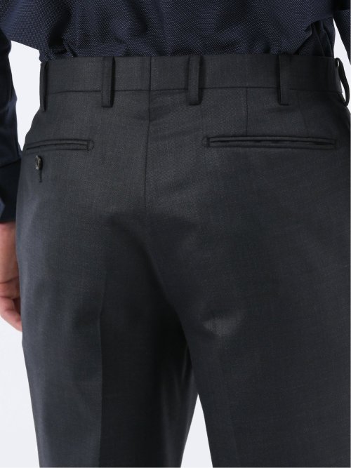 光沢ウール混 スリムフィット 2ボタン3ピーススーツ 組織紺