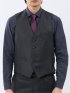 光沢ウール混 スリムフィット 2ボタン3ピーススーツ 組織紺