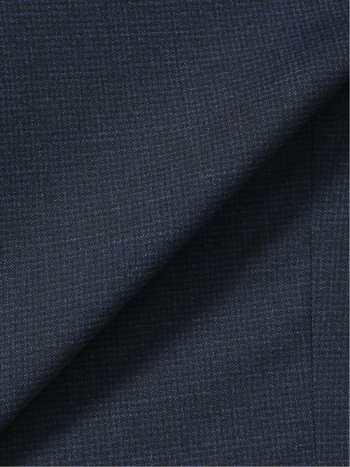 ウール混 スリムフィット 2ボタン2ピーススーツ 千鳥紺