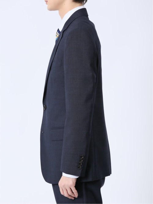 ウール混 スリムフィット 2ボタン2ピーススーツ 千鳥紺