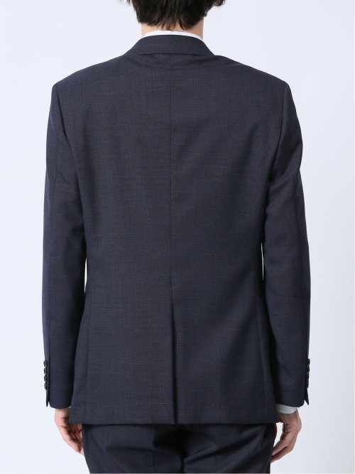 ウール混 スリムフィット 2ボタン2ピーススーツ 千鳥紺