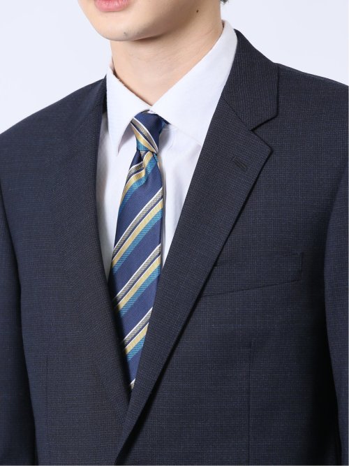 ウール混 スリムフィット 2ボタン2ピーススーツ 千鳥紺