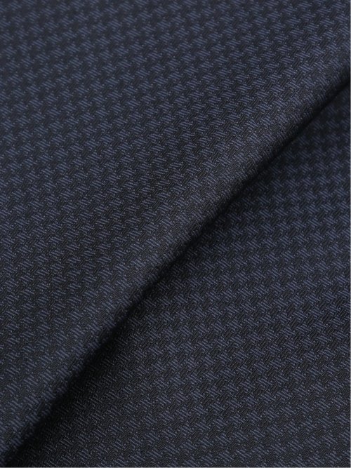 光沢ウール混 スリムフィット 2ボタン3ピーススーツ 千鳥紺