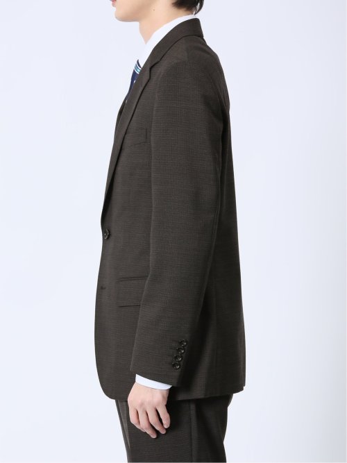 ウール混 スリムフィット 2ボタン2ピーススーツ 千鳥こげ茶