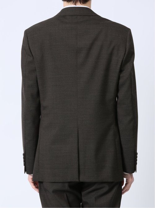 ウール混 スリムフィット 2ボタン2ピーススーツ 千鳥こげ茶