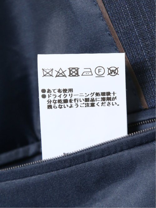 ウール混 スリムフィット 2ボタン2ピーススーツ チェック紺