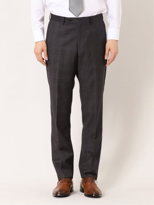 トレーニョ/Tollegno レギュラーフィット 2ボタン2ピーススーツ チェックグレー