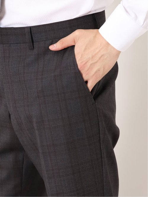 トレーニョ/Tollegno レギュラーフィット 2ボタン2ピーススーツ チェックグレー