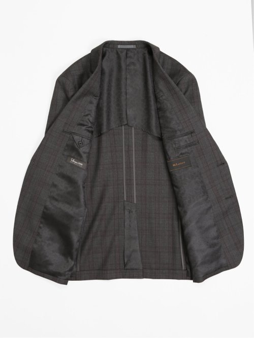 トレーニョ/Tollegno レギュラーフィット 2ボタン2ピーススーツ チェックグレー