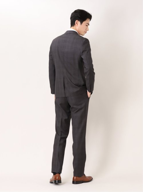 トレーニョ/Tollegno レギュラーフィット 2ボタン2ピーススーツ チェックグレー