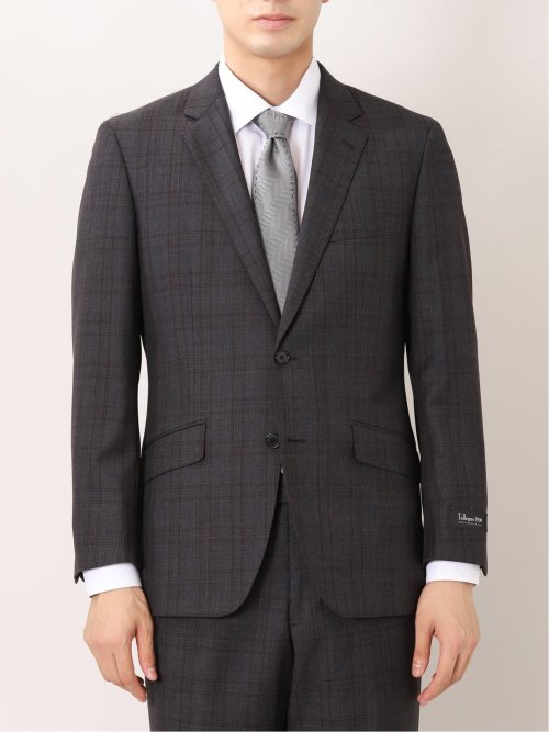 トレーニョ/Tollegno レギュラーフィット 2ボタン2ピーススーツ チェックグレー