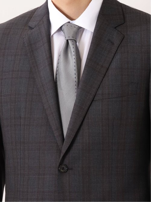 トレーニョ/Tollegno レギュラーフィット 2ボタン2ピーススーツ チェックグレー