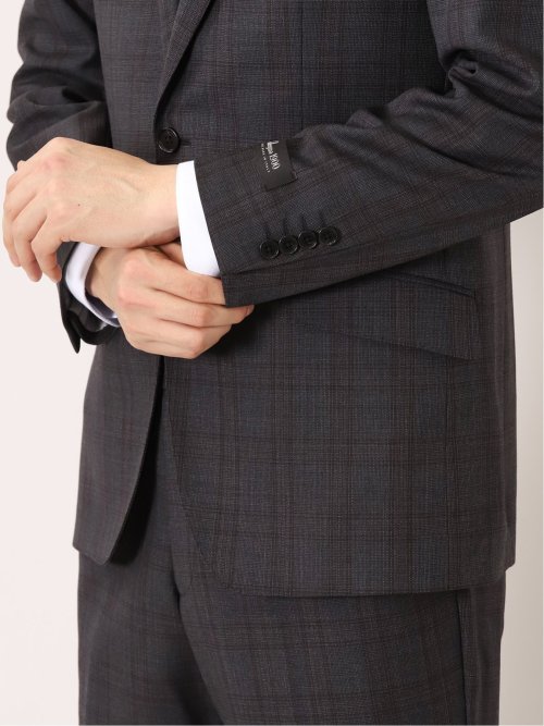 トレーニョ/Tollegno レギュラーフィット 2ボタン2ピーススーツ チェックグレー