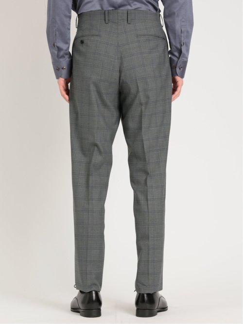 シルク混ウール レギュラーフィット 2ボタン3ピーススーツ チェックグレー