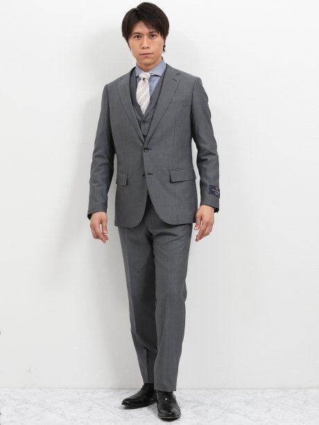 ウール100 Super140 S トロピカルミディアムグレー 3ピース スリムスーツ Y4 06グレー スーツ Taka Q Online Shop タカキューオンラインショップ 公式通販