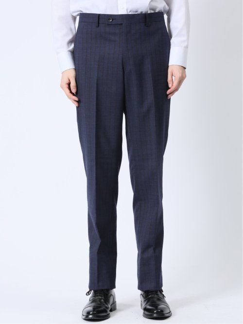 ウール混 レギュラーフィット 2ボタン2ピーススーツ ストライプ紺