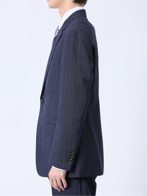 ウール混 レギュラーフィット 2ボタン2ピーススーツ ストライプ紺