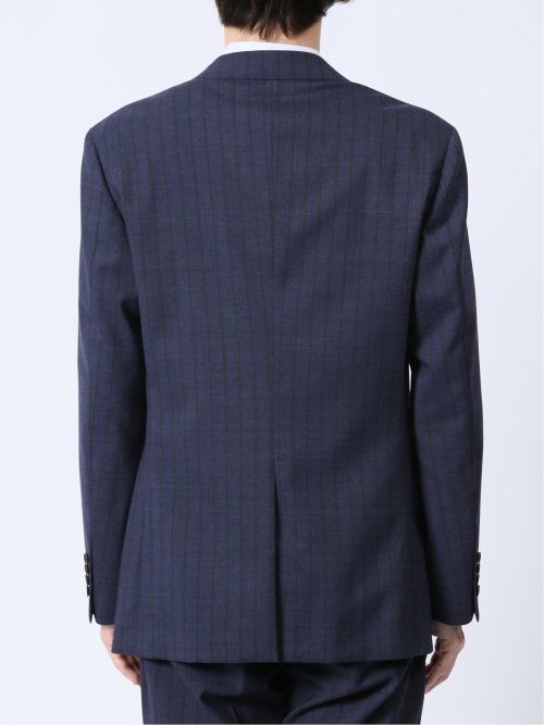 ウール混 レギュラーフィット 2ボタン2ピーススーツ ストライプ紺