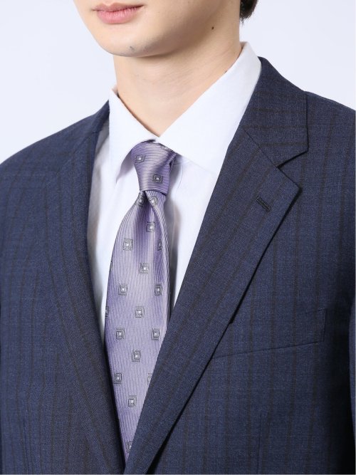 ウール混 レギュラーフィット 2ボタン2ピーススーツ ストライプ紺
