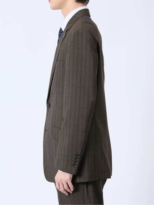 ウール混 レギュラーフィット 2ボタン2ピーススーツ ストライプ茶