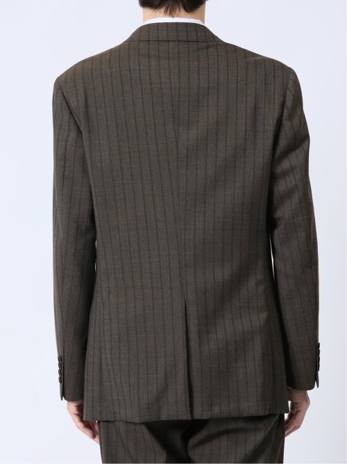 ウール混 レギュラーフィット 2ボタン2ピーススーツ ストライプ茶