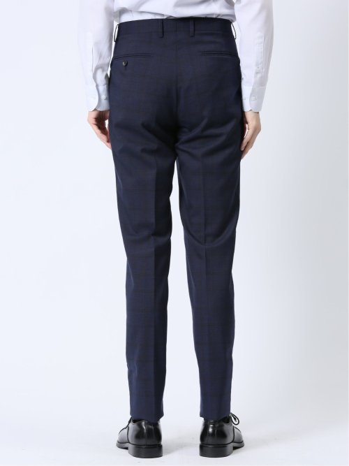 ウール混 レギュラーフィット 2ボタン2ピーススーツ チェック紺