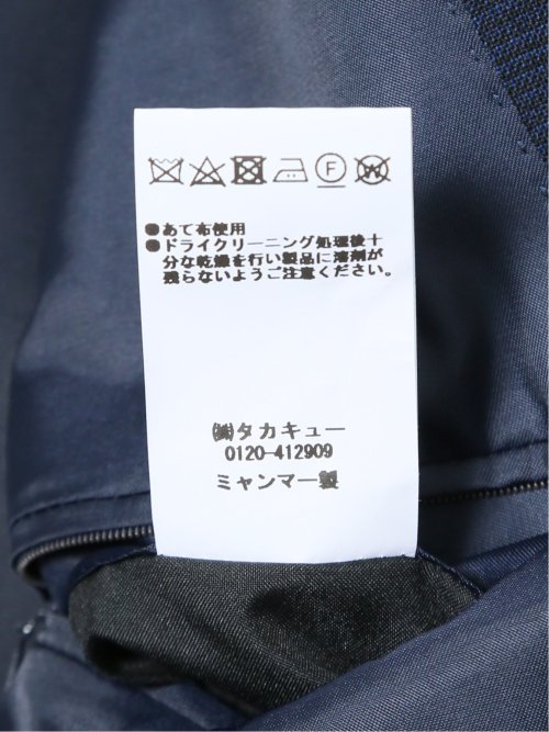 ウール混 レギュラーフィット 2ボタン2ピーススーツ チェック紺