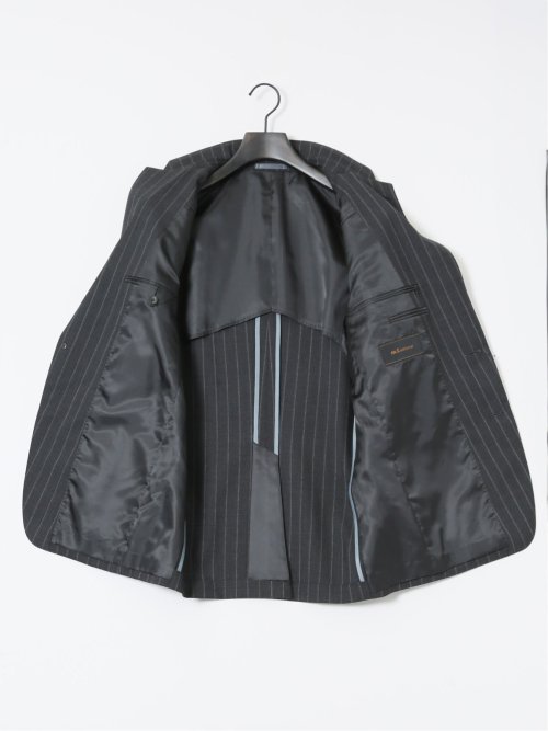 ウール混 レギュラーフィット 2ボタン2ピーススーツ ストライプグレー