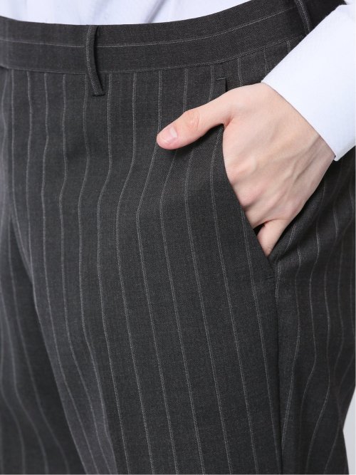 ウール混 レギュラーフィット 2ボタン2ピーススーツ ストライプグレー