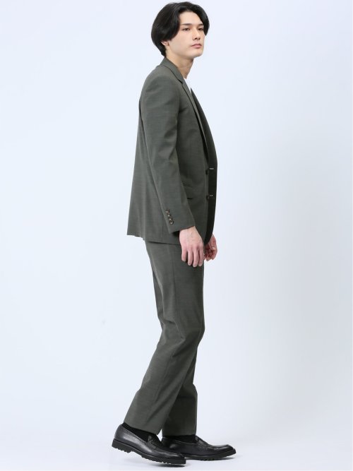 マルゾット/Marzotto ウール混 スリムフィット 2ボタン2ピーススーツ カーキ