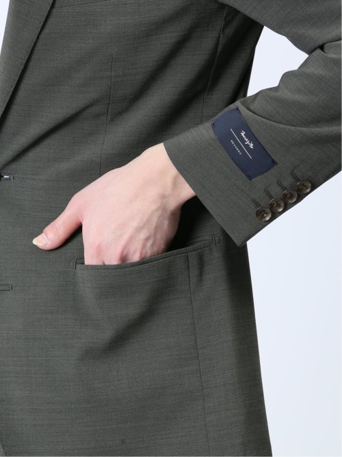 マルゾット/Marzotto ウール混 スリムフィット 2ボタン2ピーススーツ カーキ