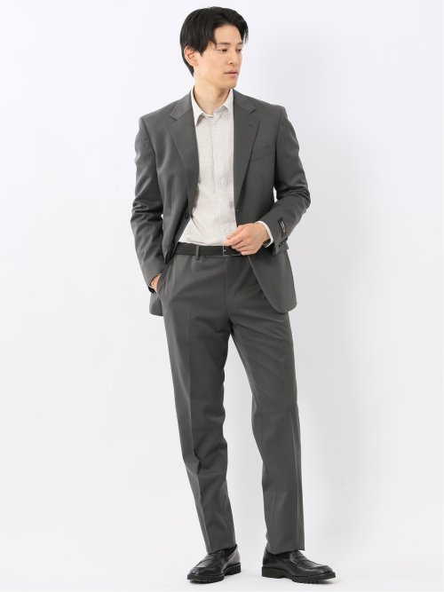 美品✨NEWYORKER シルク混　グレーシャドーストライプ　 3点セット TAILOR CLOTH シルク混 ストライプ スーツ(11023100-2024