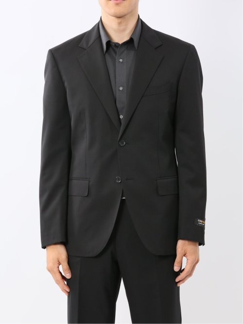 ウールナイロン レギュラーフィット 2ボタン2ピーススーツ 黒