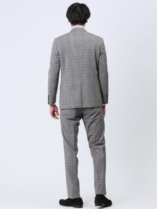 マルゾット/Marzotto ウール混 スリムフィット 2ボタン2ピーススーツ グレンチェック