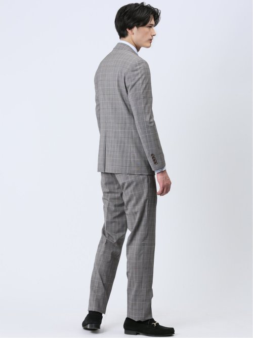 マルゾット/Marzotto ウール混 スリムフィット 2ボタン2ピーススーツ グレンチェック
