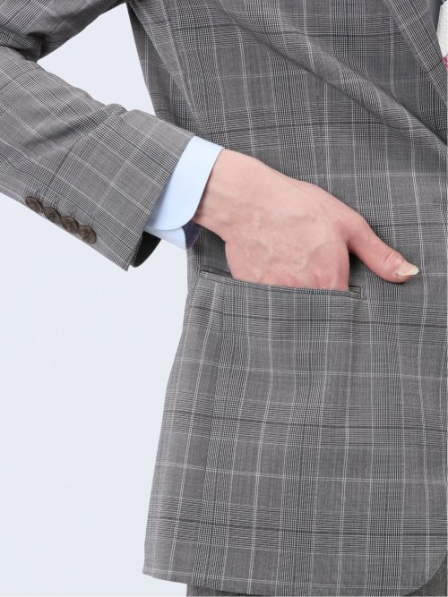 マルゾット/Marzotto ウール混 スリムフィット 2ボタン2ピーススーツ グレンチェック